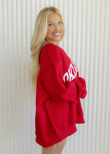Load image into Gallery viewer, "Oklahoma" Split Neck Oversized Red Sweatshirt
