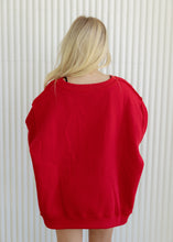 Load image into Gallery viewer, "Oklahoma" Split Neck Oversized Red Sweatshirt

