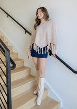 Load image into Gallery viewer, Beige Tassel Knit Poncho
