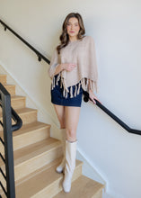 Load image into Gallery viewer, Beige Tassel Knit Poncho

