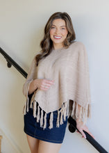 Load image into Gallery viewer, Beige Tassel Knit Poncho
