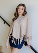 Load image into Gallery viewer, Beige Tassel Knit Poncho
