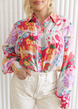 Load image into Gallery viewer, Vibrant Floral Print Button Blouse Top
