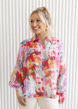 Load image into Gallery viewer, Vibrant Floral Print Button Blouse Top
