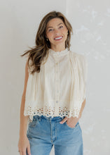 Load image into Gallery viewer, Sadie Button Up Eyelet Blouse - Cream

