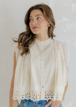 Load image into Gallery viewer, Sadie Button Up Eyelet Blouse - Cream
