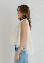 Load image into Gallery viewer, Sadie Button Up Eyelet Blouse - Cream
