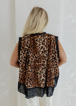 Load image into Gallery viewer, Sadie Button Up Eyelet Blouse - Leopard/Black
