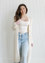 Load image into Gallery viewer, Cream Crochet Duster Cardigan
