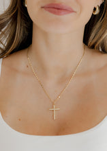Load image into Gallery viewer, Gold Bezel Cross Necklace
