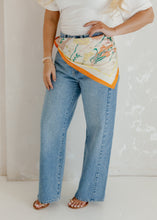 Load image into Gallery viewer, Orange Floral Satin Bandana
