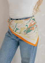 Load image into Gallery viewer, Orange Floral Satin Bandana
