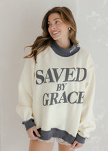 Load image into Gallery viewer, "Saved By Grace" Mockneck Sweatshirt - Cream/Charcoal
