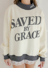 Load image into Gallery viewer, "Saved By Grace" Mockneck Sweatshirt - Cream/Charcoal
