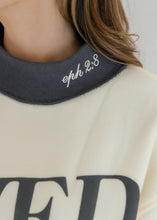 Load image into Gallery viewer, "Saved By Grace" Mockneck Sweatshirt - Cream/Charcoal
