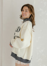 Load image into Gallery viewer, "Saved By Grace" Mockneck Sweatshirt - Cream/Charcoal
