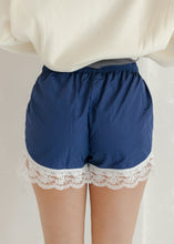 Load image into Gallery viewer, Faye Navy Lace Trim Shorts
