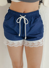 Load image into Gallery viewer, Faye Navy Lace Trim Shorts
