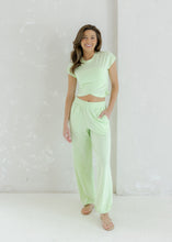 Load image into Gallery viewer, Hannah Cotton Lycra Crossover Pants Set - Mint
