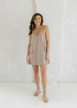 Load image into Gallery viewer, Taupe Striped Active Romper Dress
