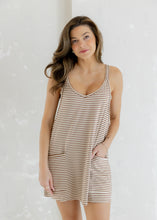 Load image into Gallery viewer, Taupe Striped Active Romper Dress

