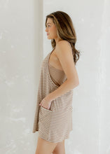 Load image into Gallery viewer, Taupe Striped Active Romper Dress
