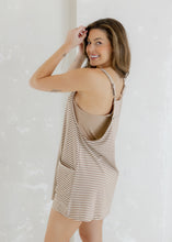 Load image into Gallery viewer, Taupe Striped Active Romper Dress
