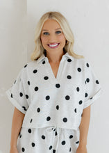 Load image into Gallery viewer, Heather Grey &amp; Black Polka Dot Shorts Set

