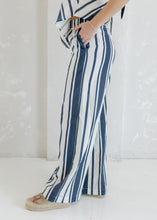 Load image into Gallery viewer, Navy &amp; White Striped Linen Pant Set
