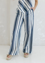 Load image into Gallery viewer, Navy &amp; White Striped Linen Pant Set
