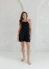 Load image into Gallery viewer, Ava Black Polka Dot Halter Romper
