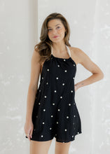 Load image into Gallery viewer, Ava Black Polka Dot Halter Romper
