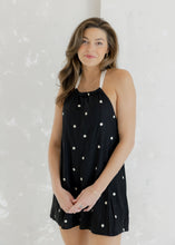Load image into Gallery viewer, Ava Black Polka Dot Halter Romper
