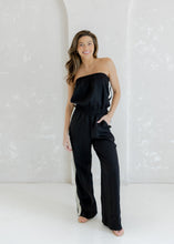 Load image into Gallery viewer, Black Strapless Stripe Sporty Jumpsuit
