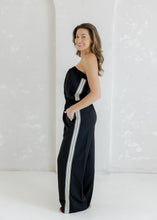 Load image into Gallery viewer, Black Strapless Stripe Sporty Jumpsuit
