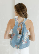 Load image into Gallery viewer, Scalloped Sleeveless Tank Top - Denim Floral
