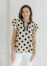 Load image into Gallery viewer, Nora Cream &amp; Black Polka Dot Blouse
