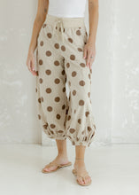 Load image into Gallery viewer, Taupe &amp; Brown Polka Dot Terry Balloon Pants
