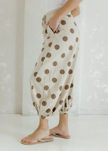 Load image into Gallery viewer, Taupe &amp; Brown Polka Dot Terry Balloon Pants
