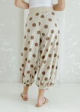 Load image into Gallery viewer, Taupe &amp; Brown Polka Dot Terry Balloon Pants
