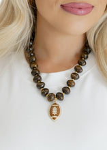 Load image into Gallery viewer, Brown Beaded Football Necklace
