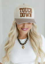Load image into Gallery viewer, "Touchdown" Brown Gingham Trucker Hat
