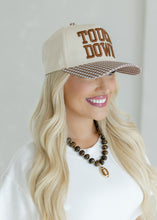 Load image into Gallery viewer, "Touchdown" Brown Gingham Trucker Hat
