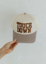 Load image into Gallery viewer, "Touchdown" Brown Gingham Trucker Hat
