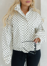 Load image into Gallery viewer, Sporty Cream &amp; Black Polka Dot Windbreaker
