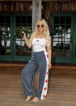 Load image into Gallery viewer, Stars &amp; Stripes Wide Leg Navy Pants
