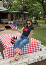 Load image into Gallery viewer, Georgia Red Gingham Cuffed Denim Pants
