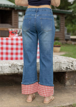 Load image into Gallery viewer, Georgia Red Gingham Cuffed Denim Pants
