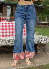 Load image into Gallery viewer, Georgia Red Gingham Cuffed Denim Pants
