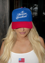 Load image into Gallery viewer, "All American Sweetheart" Blue &amp; Red Trucker Hat
